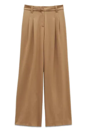 Aoife Wool Blend High Waist Trousers, Camel Brown