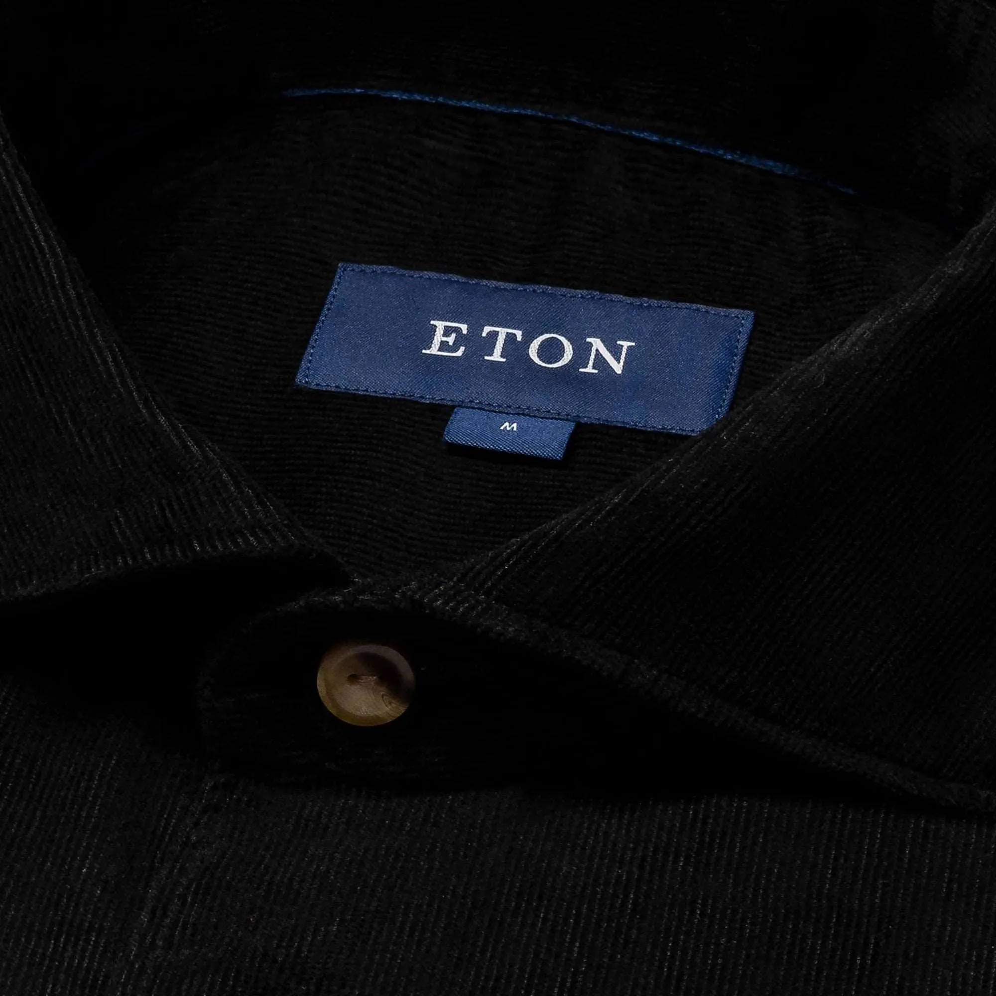 Black Fine Wale Corduroy Slim Fit Casual Shirt - ETON