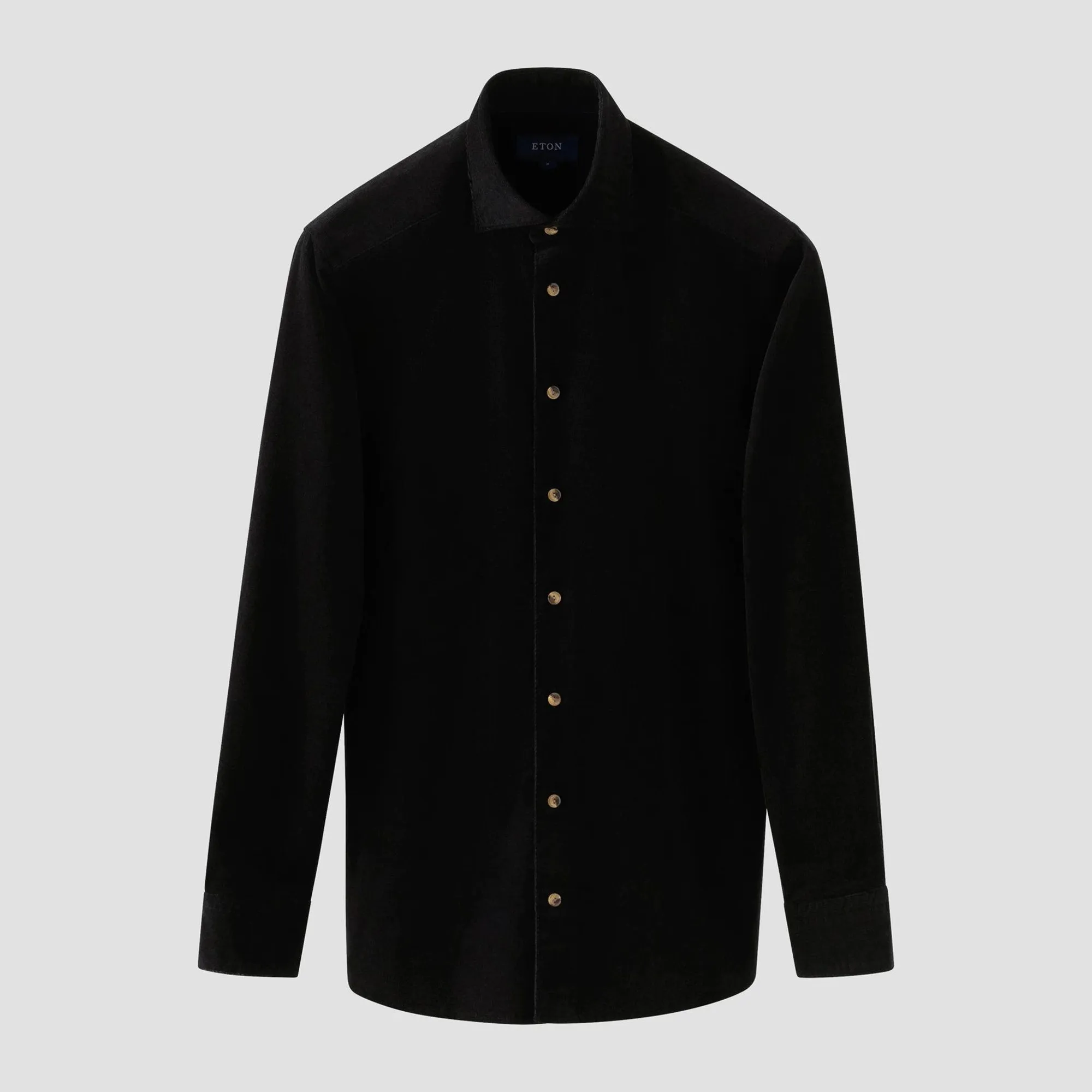 Black Fine Wale Corduroy Slim Fit Casual Shirt - ETON