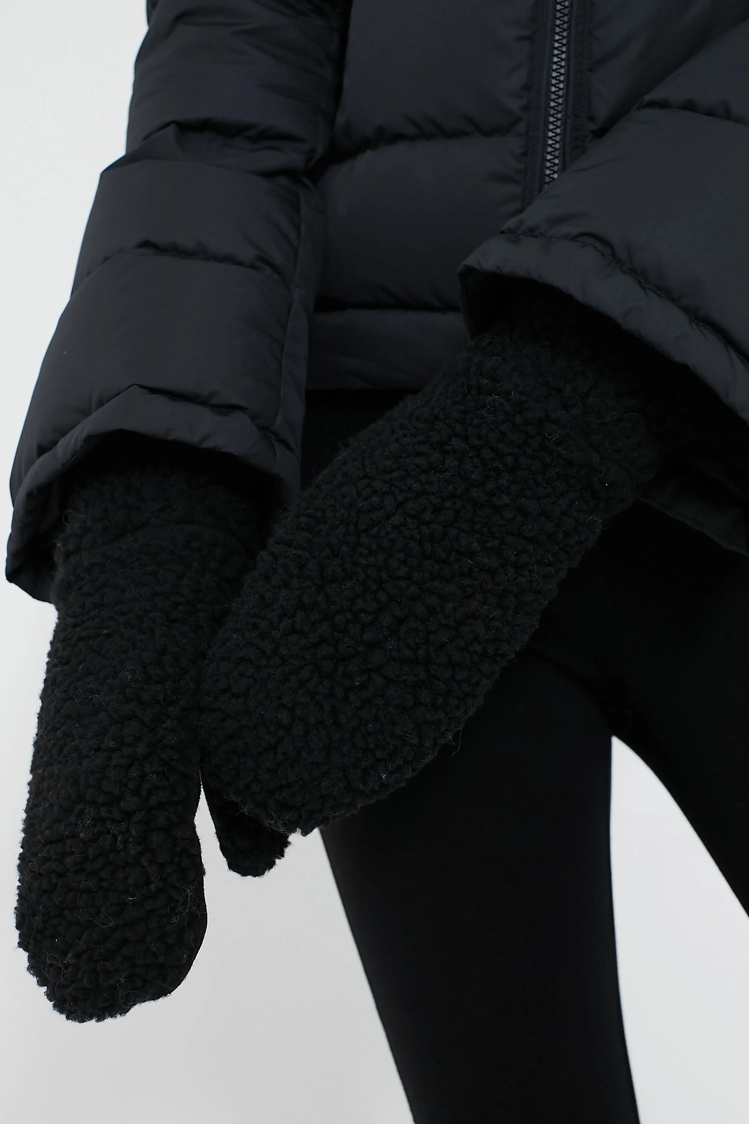 Black Sherpa Knit Mittens