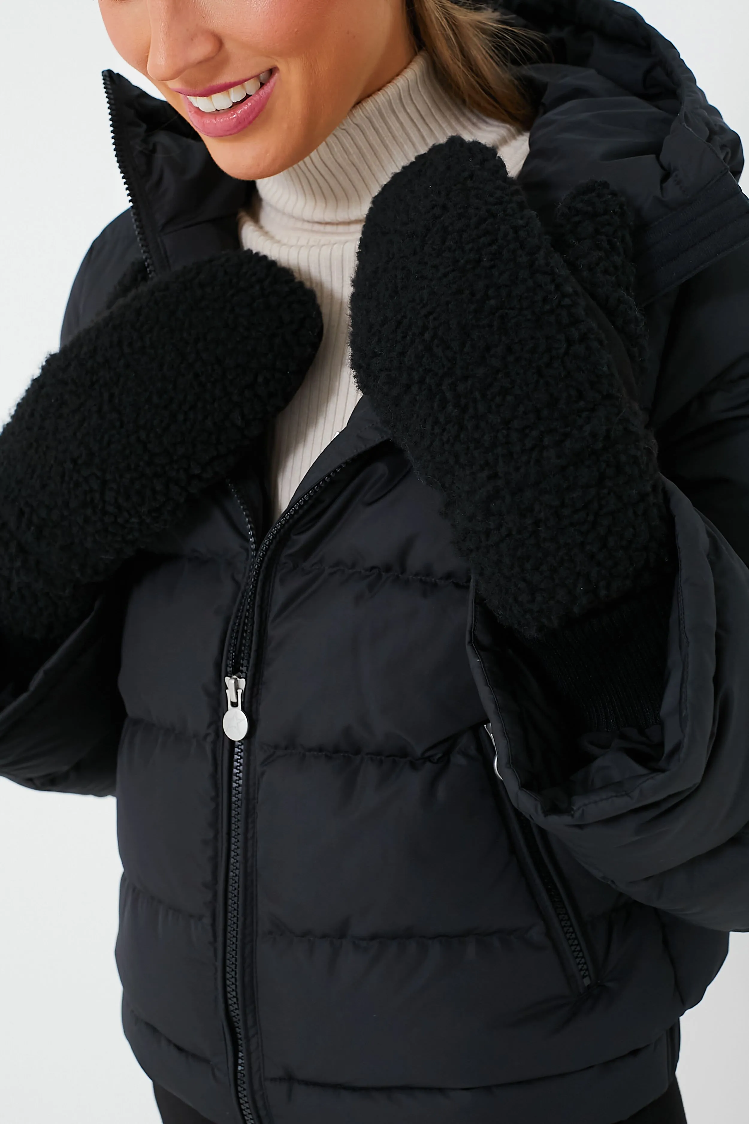 Black Sherpa Knit Mittens