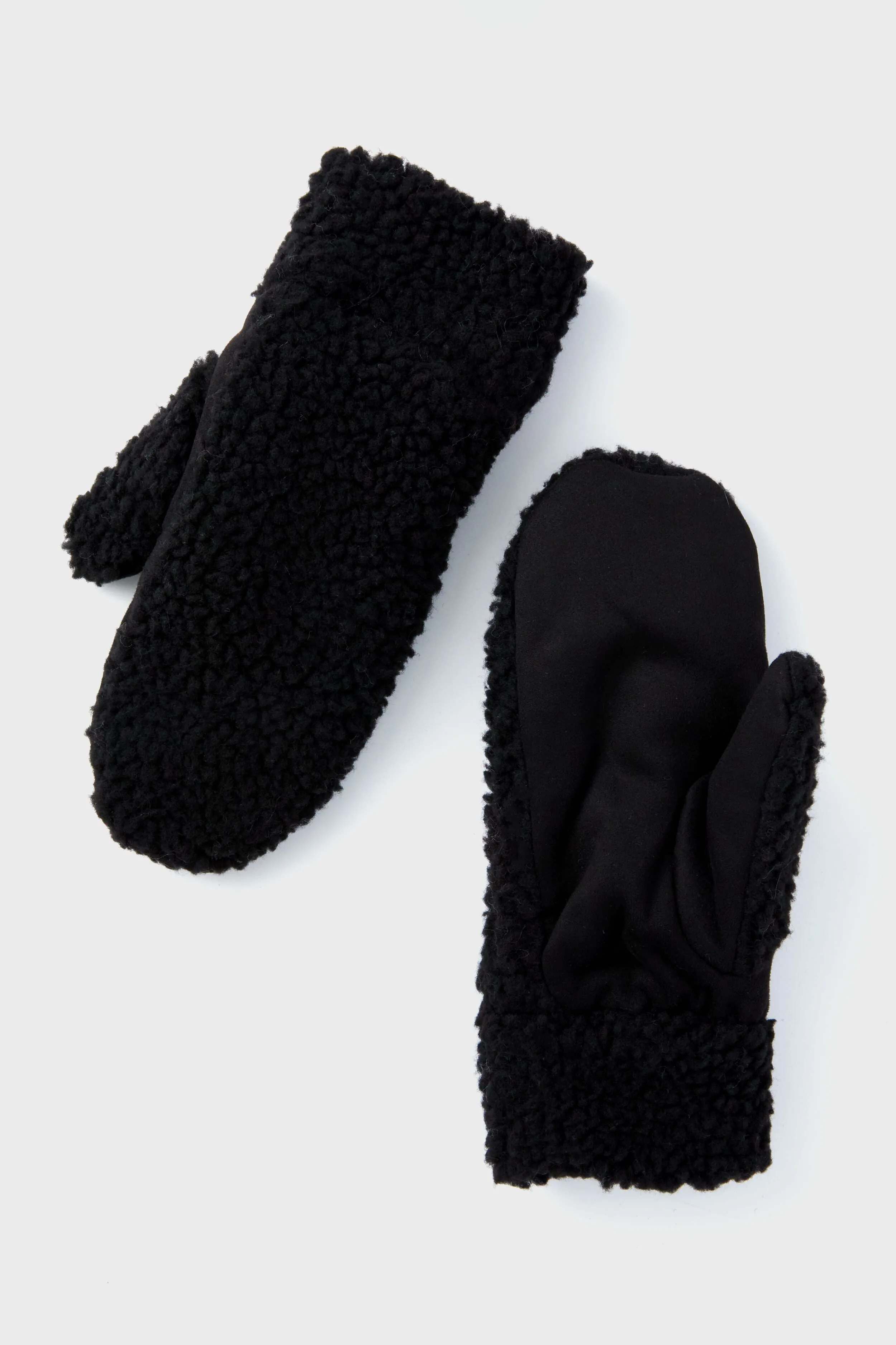 Black Sherpa Knit Mittens