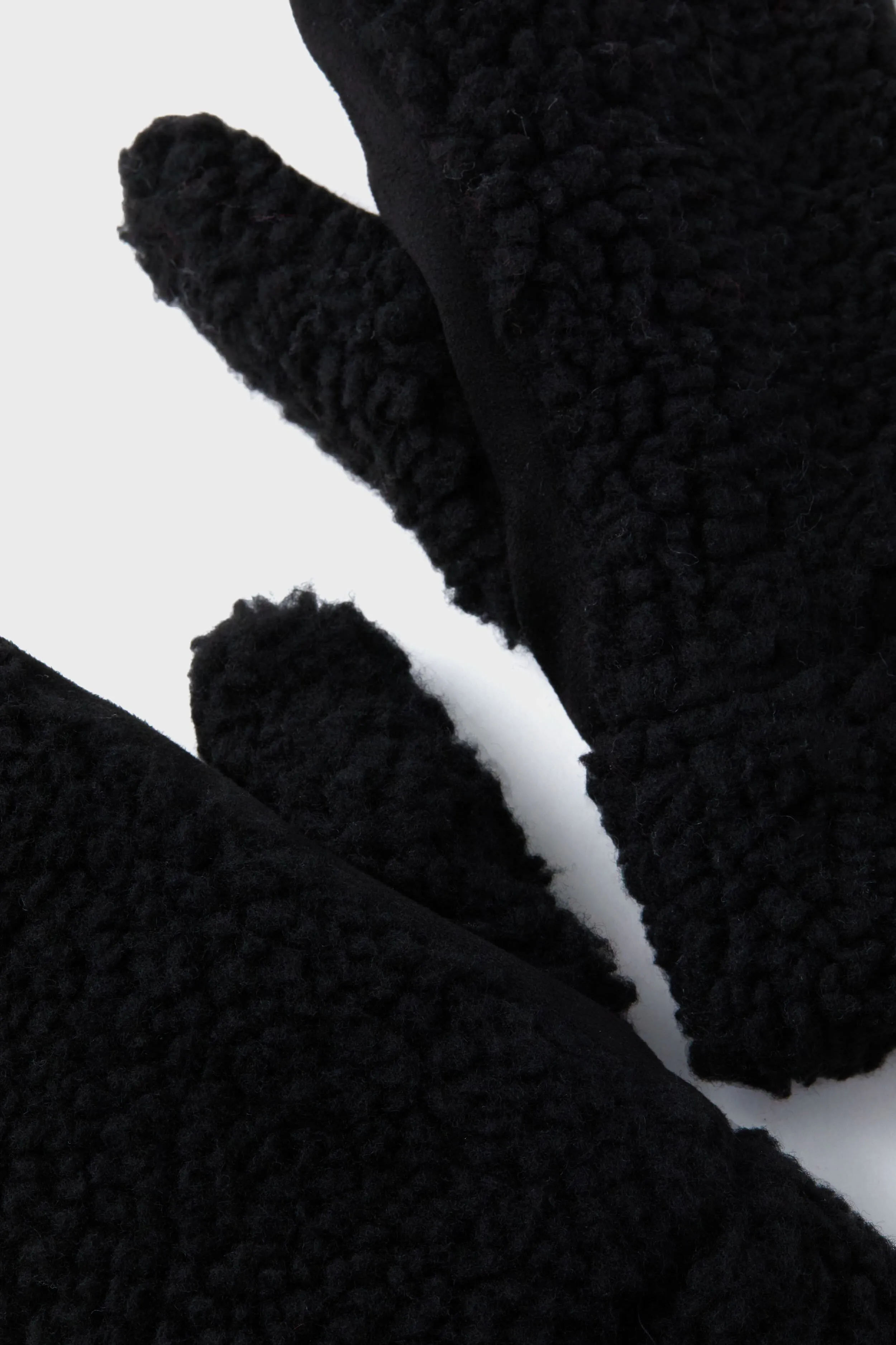 Black Sherpa Knit Mittens