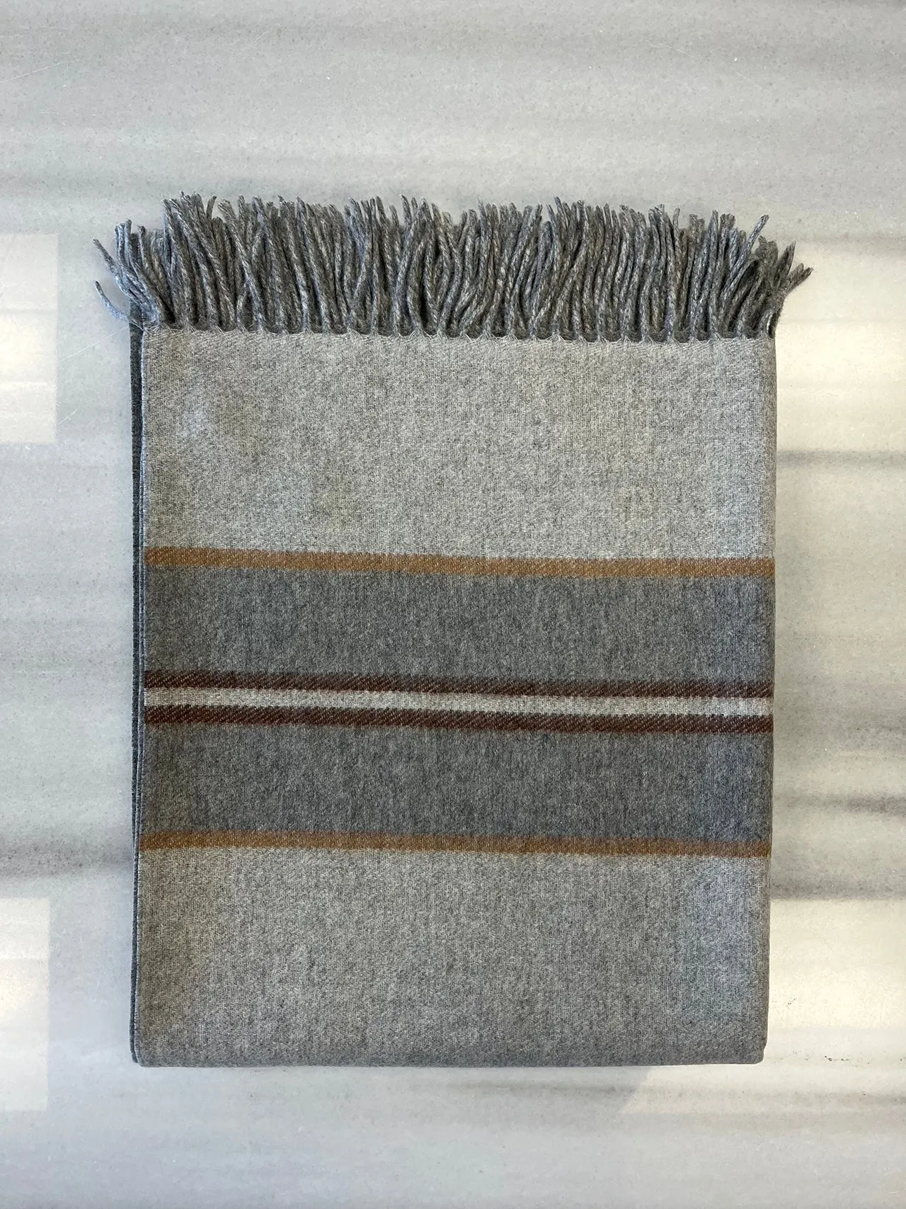 Cashmere Throw in Greys Stripe