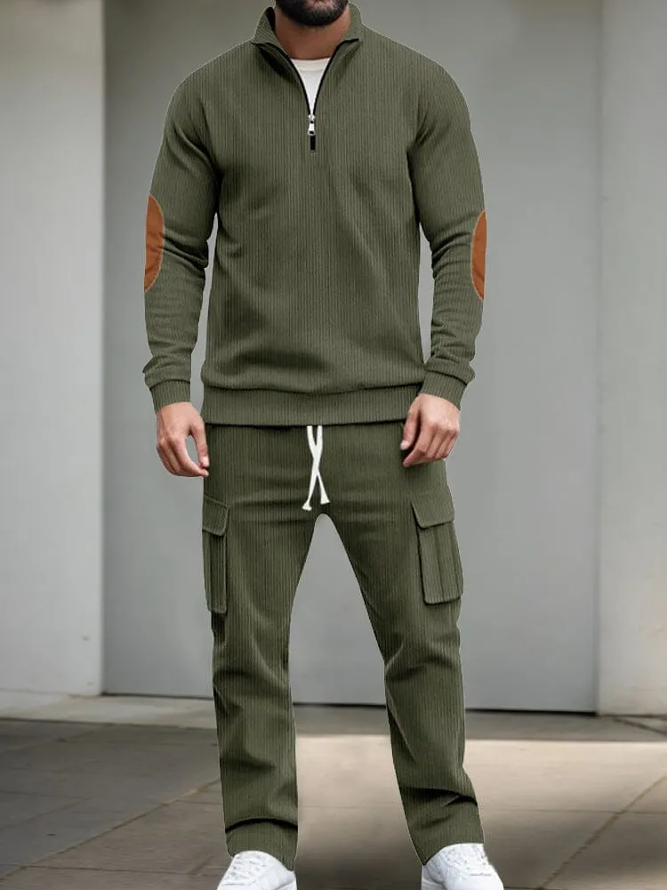 Casual Utility Corduroy Tracksuit Set