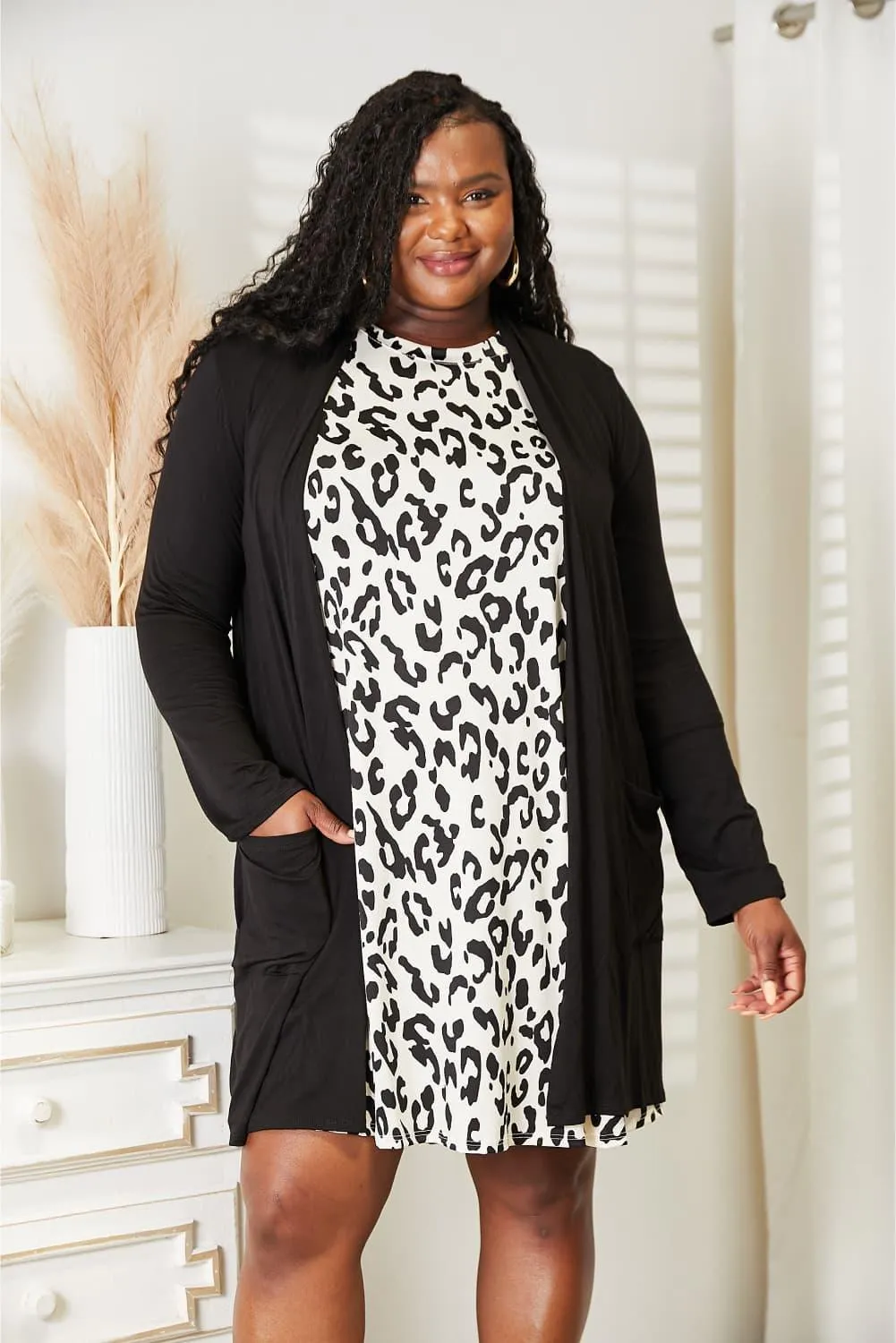 Celeste Full Size Open Front Longline Cardigan with Pockets