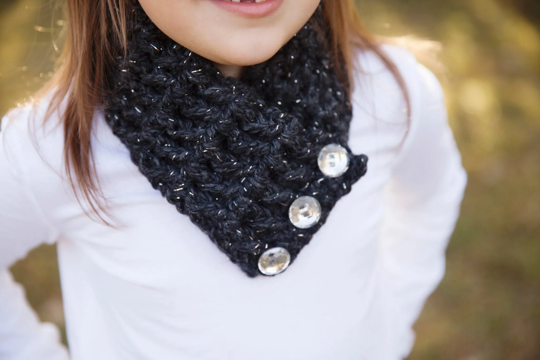 Charcoal sparkle button scarf