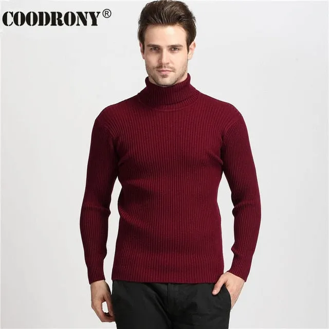 COODRONY Winter Thick Warm Cashmere Sweater Men Turtleneck Mens Sweaters Slim Fit Pullover Men Classic Wool Knitwear Pull Homme