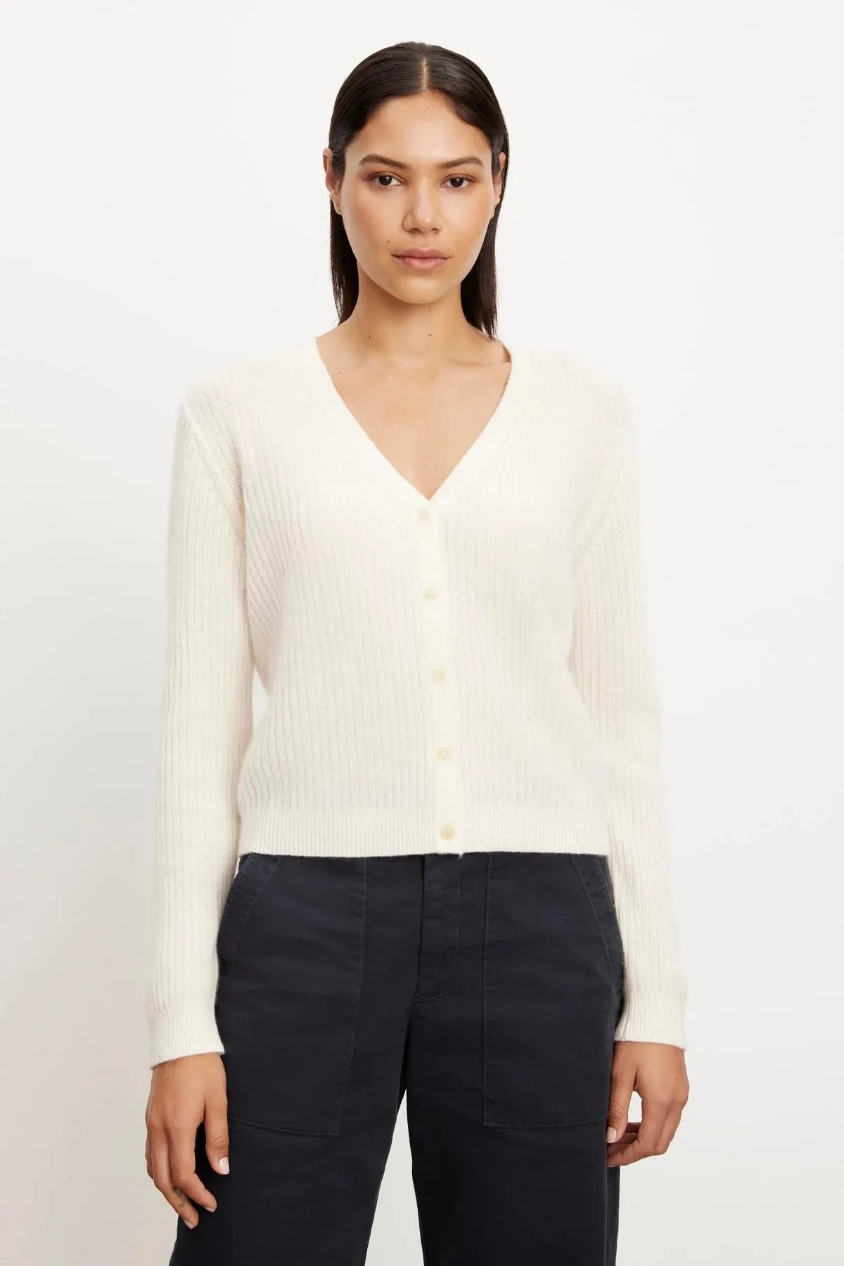 CORALIE Cashmere Cardigan in Milk