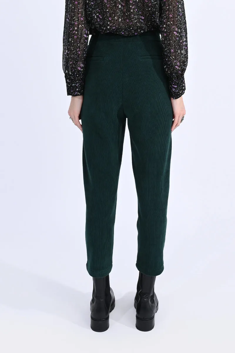 Corduroy Pleated Crop Pants