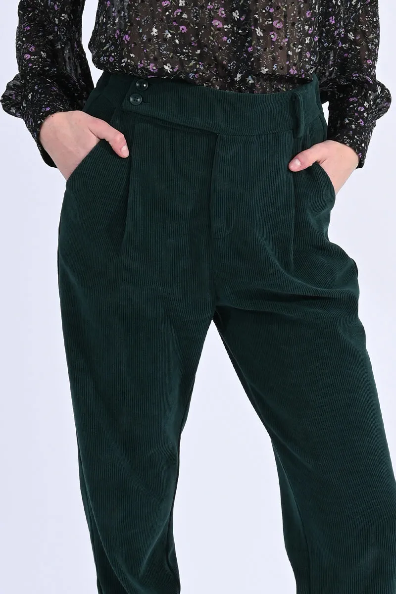 Corduroy Pleated Crop Pants