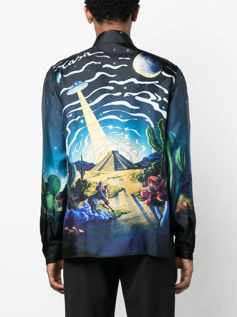 Cowboy de L'Espace graphic-print silk shirt