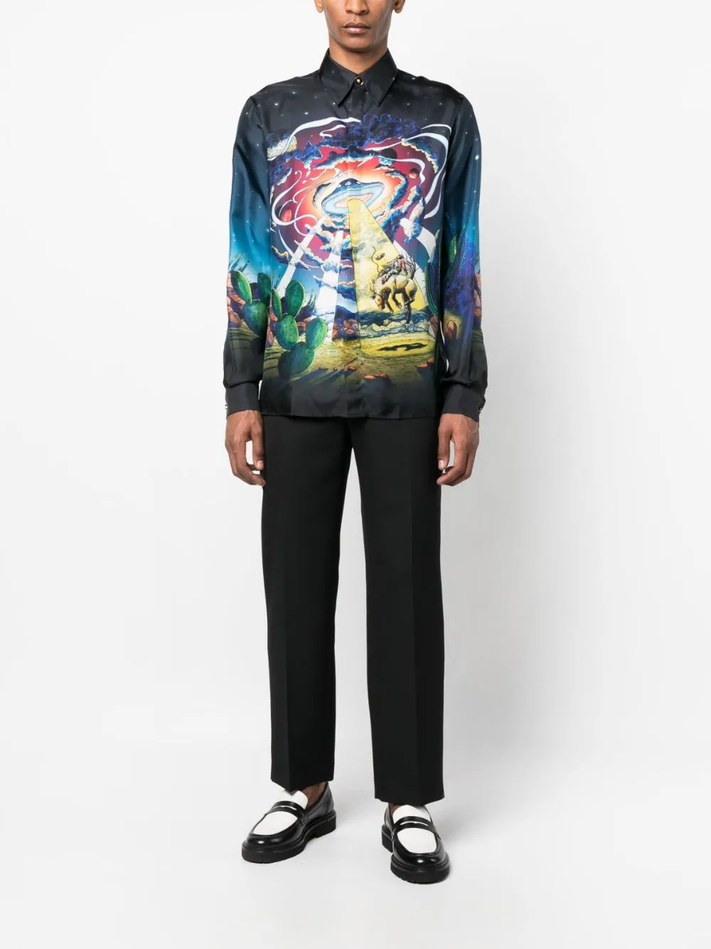 Cowboy de L'Espace graphic-print silk shirt