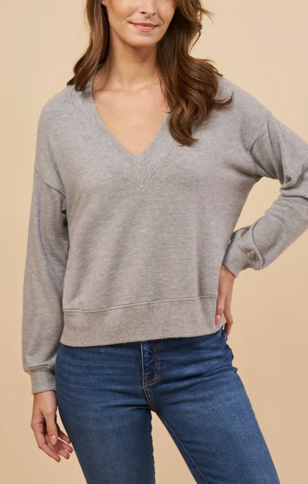 Cozy Oversized V Neck Top