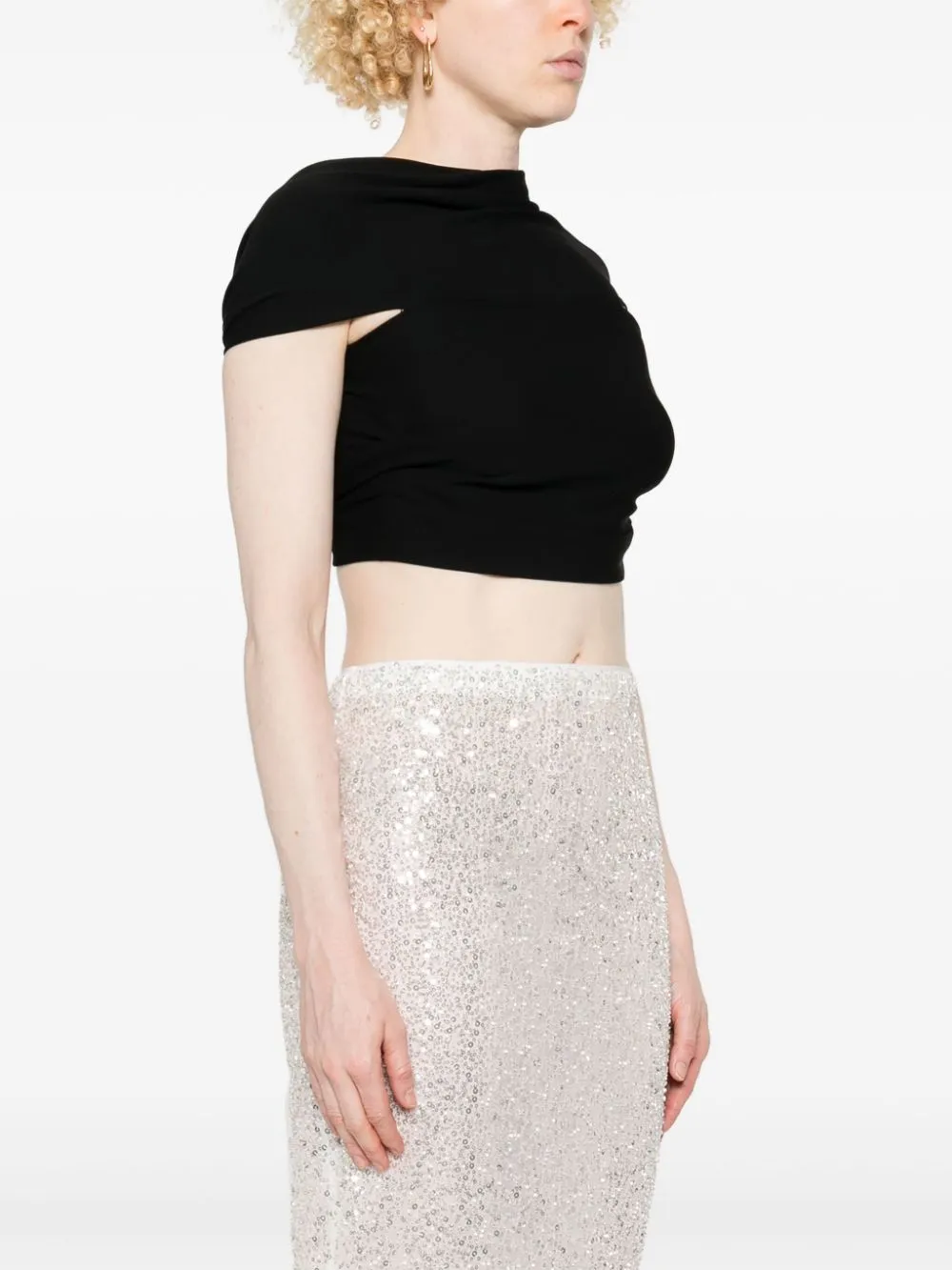 crepe draped crop top