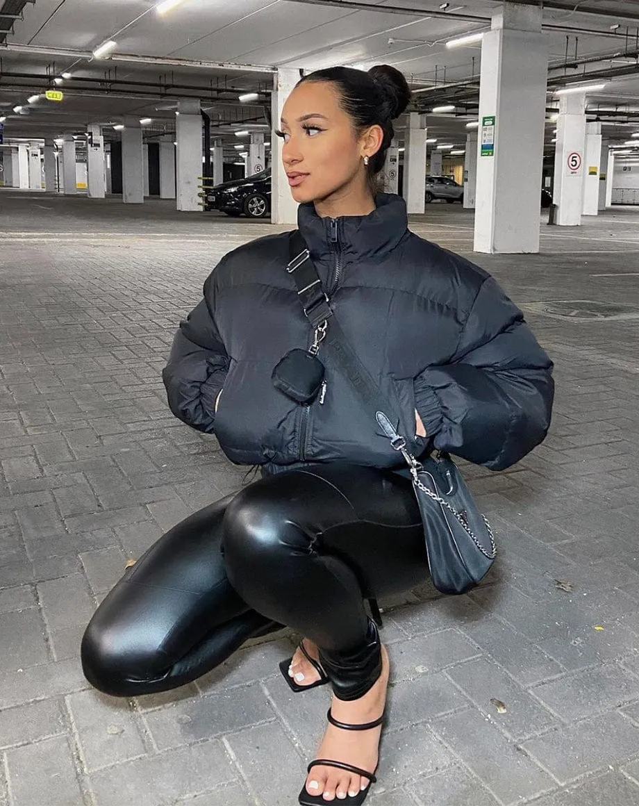 Crop Puffer Jacket - Black