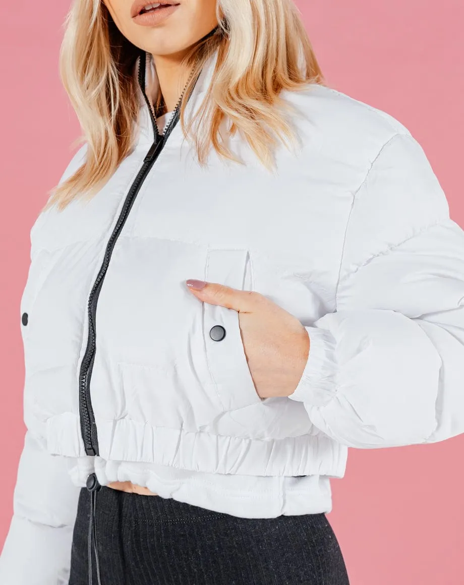 Crop Puffer Jacket - White