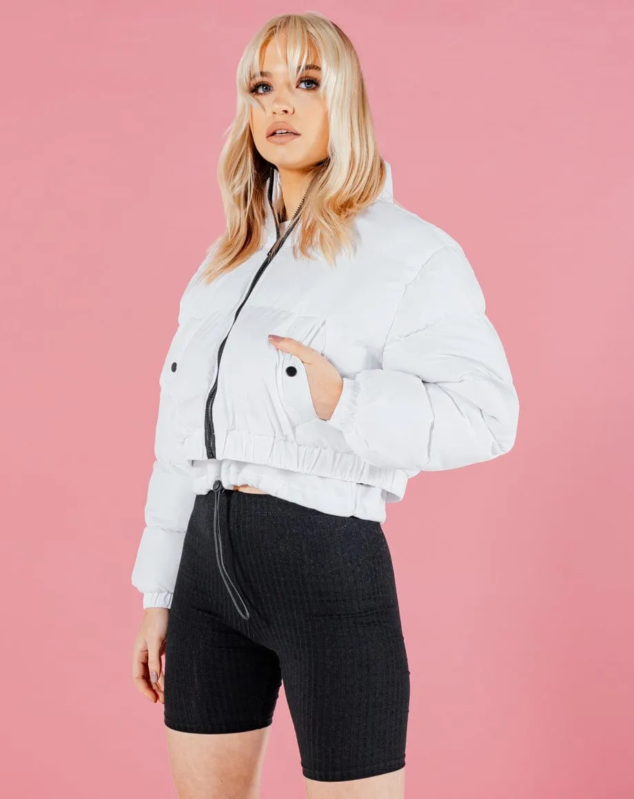 Crop Puffer Jacket - White