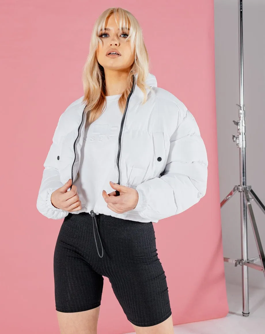 Crop Puffer Jacket - White