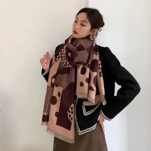 Elegant Korean Double-Sided Cashmere & Acrylic Winter Scarf for Women