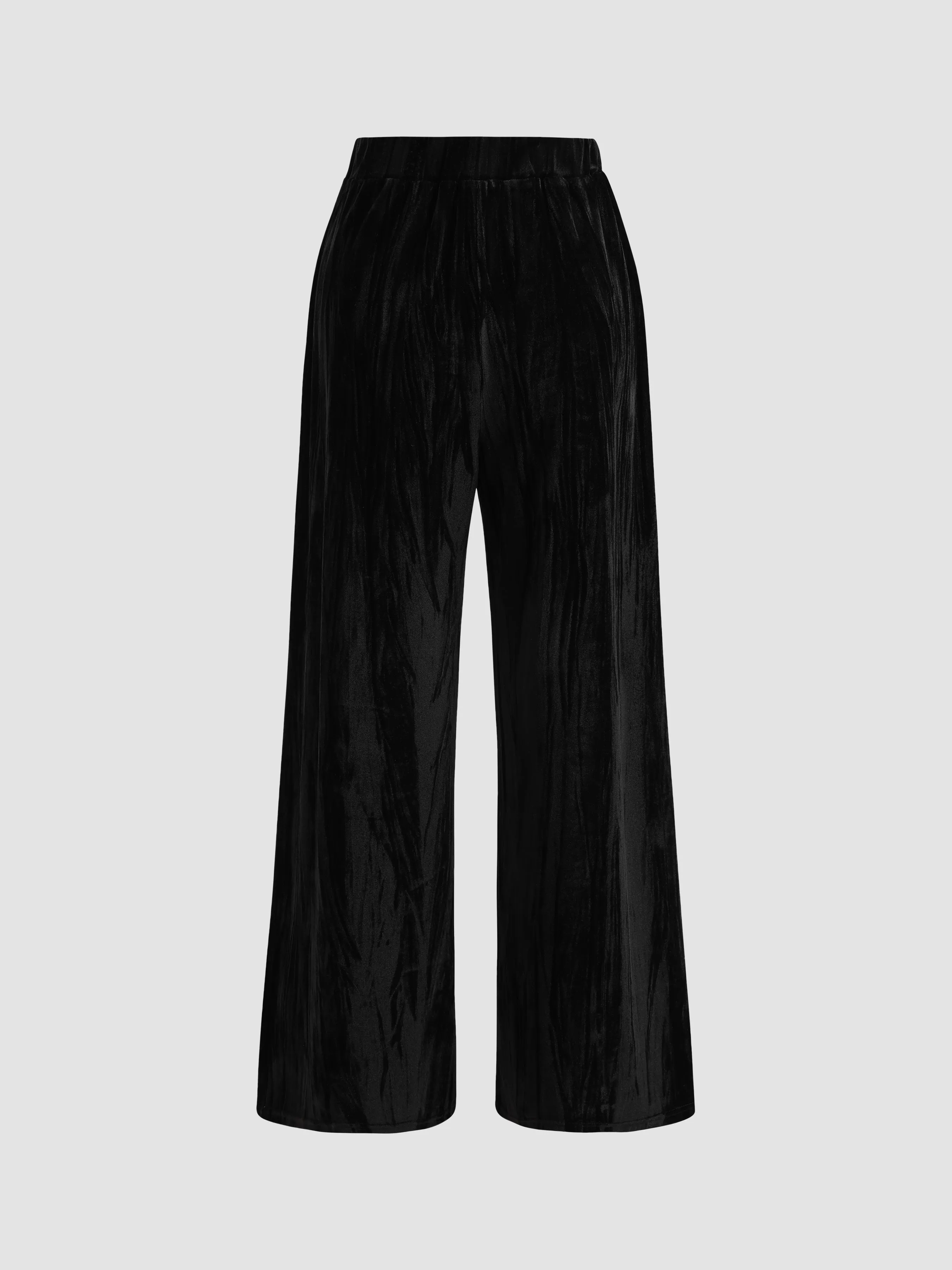 Embossed Velvet Elastic Waist Wide-Leg Pants