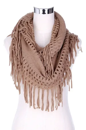 Emma Fringe Knit Soft Infinity Scarf