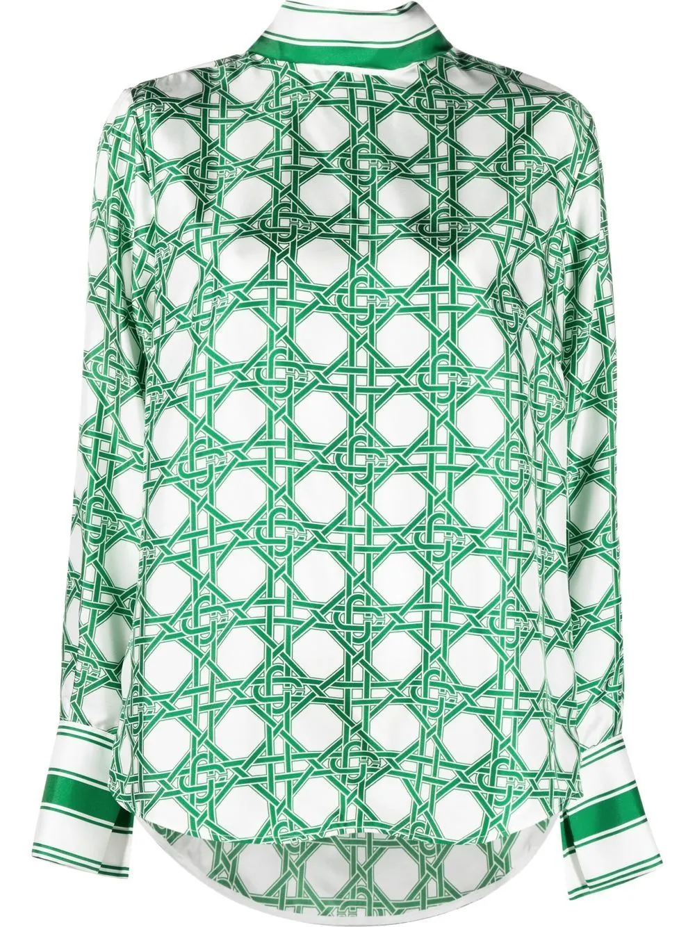 geometric-pattern silk blouse