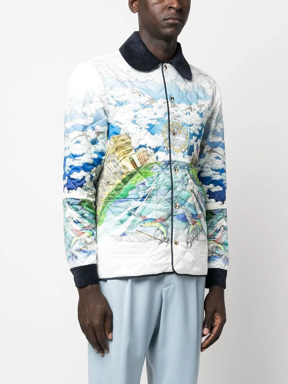 graphic-print quilted jacket