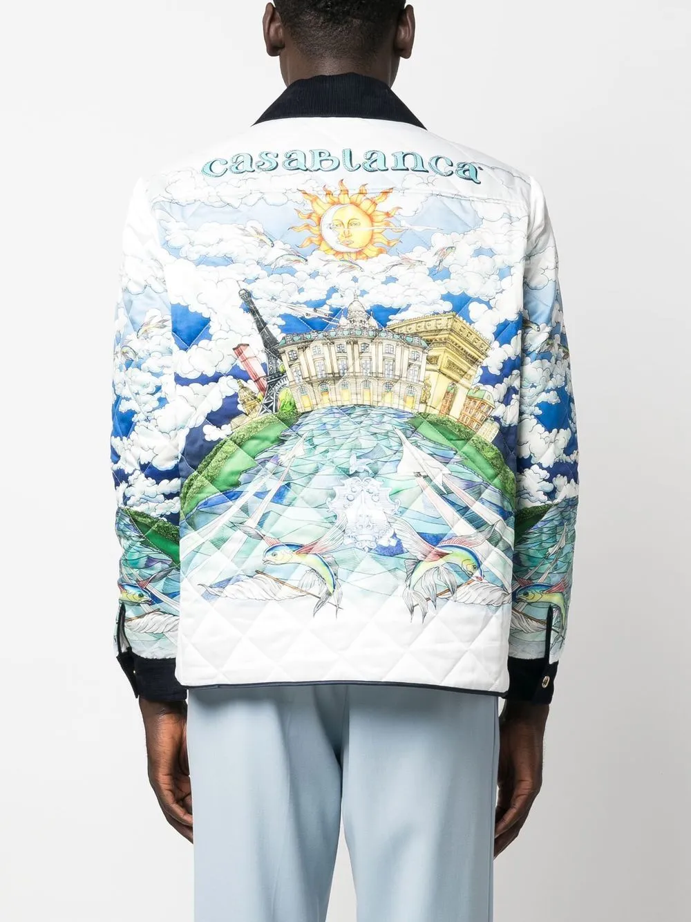 graphic-print quilted jacket