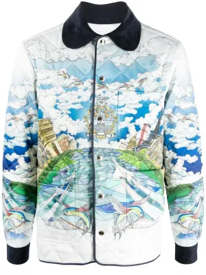 graphic-print quilted jacket