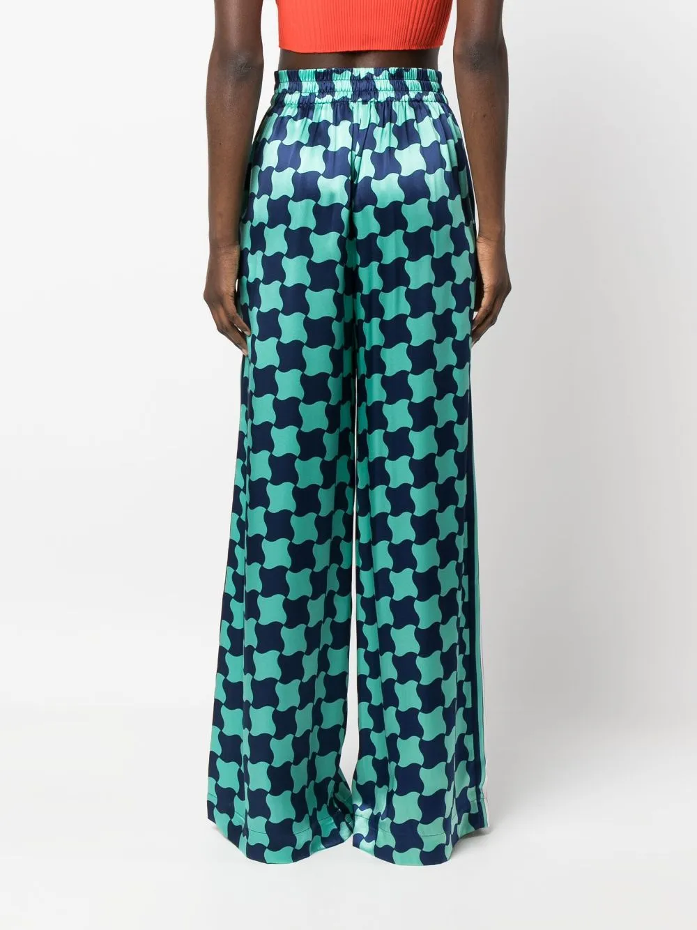 graphic-print silk trousers