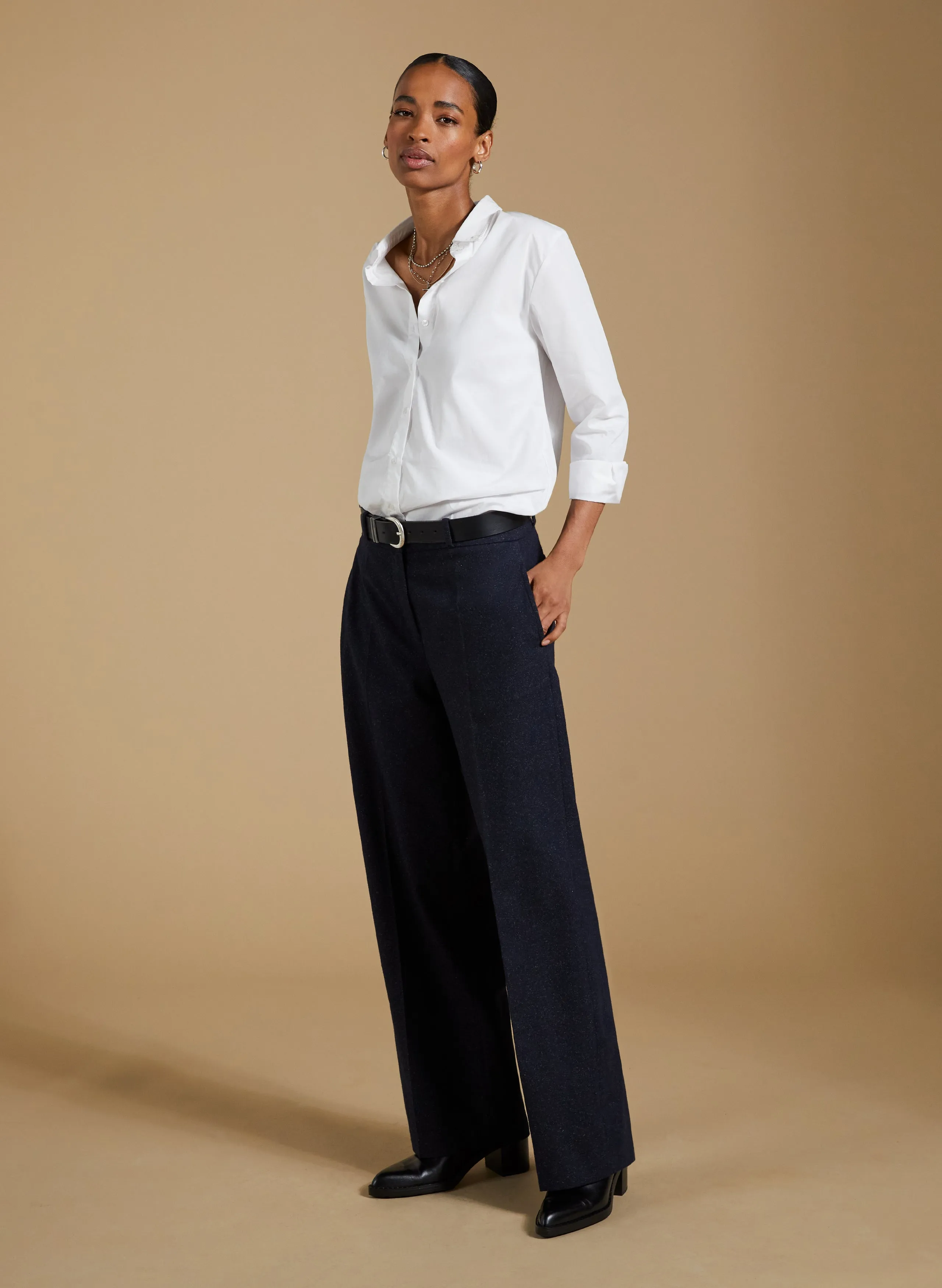 Gwynnie Wool Blend Wide Leg Trousers