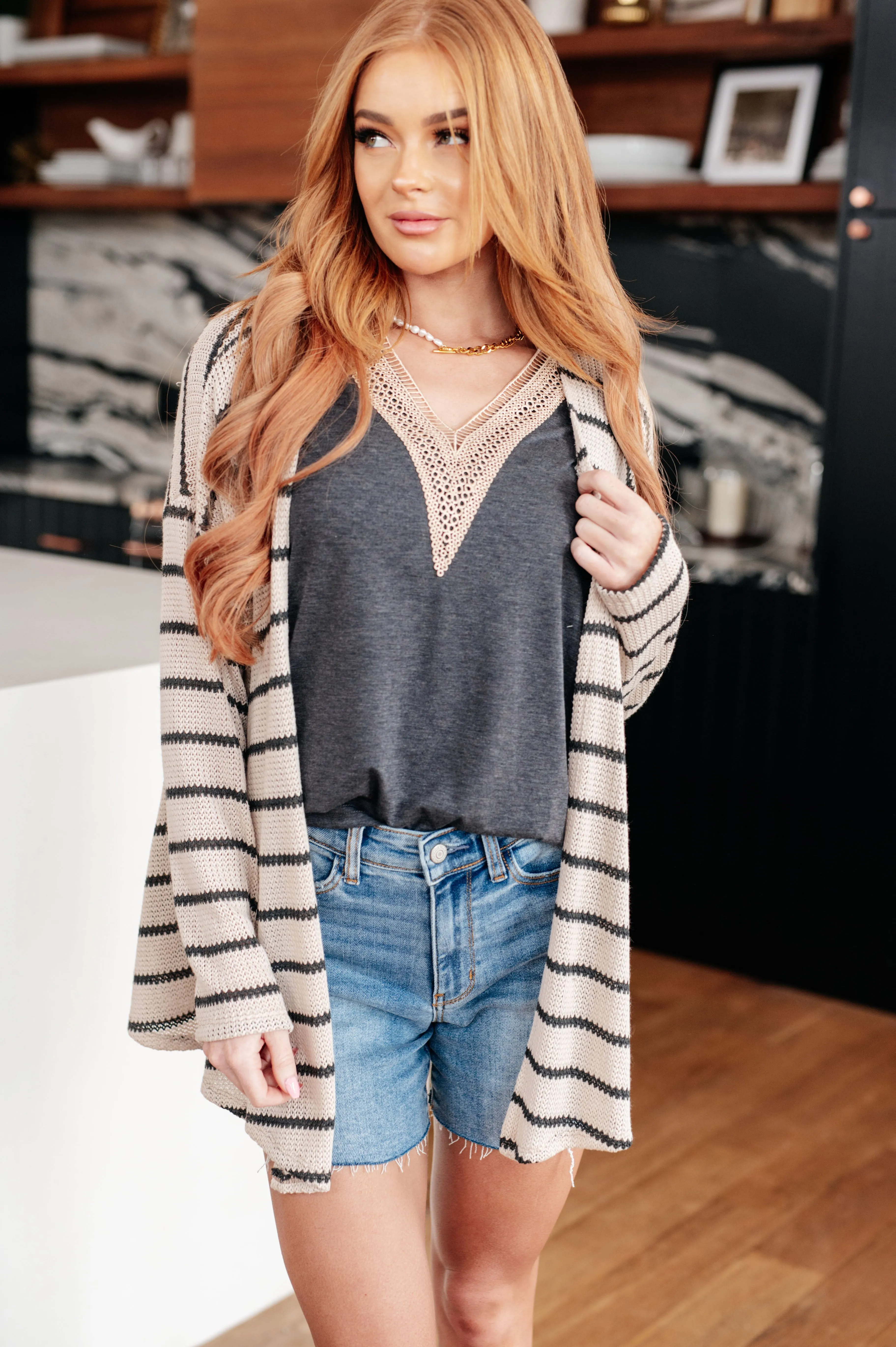 Hazel Blues® |  Weekend Adventure Striped Longline Cardigan