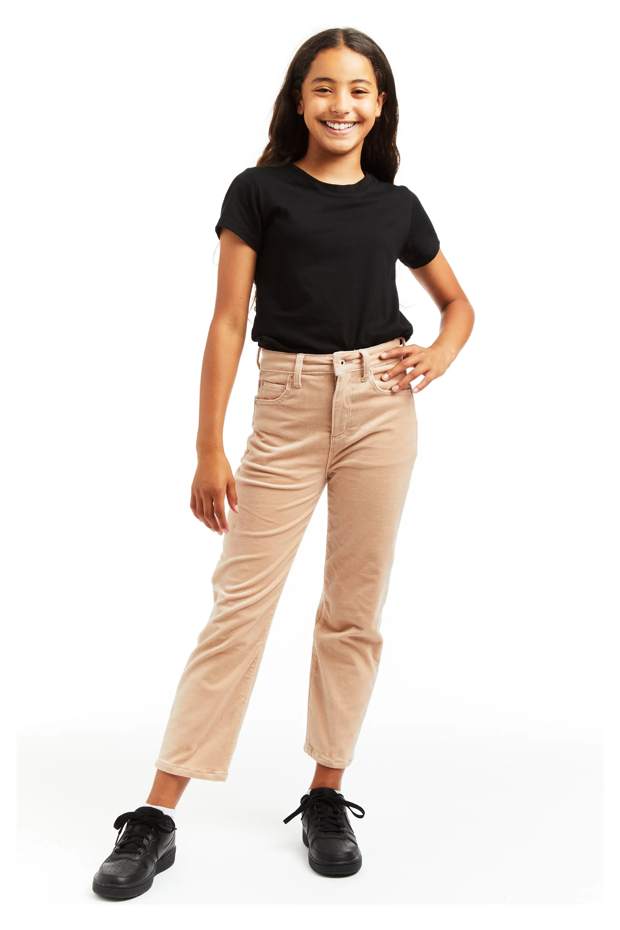 High Rise Velvet Twill Crop Straight