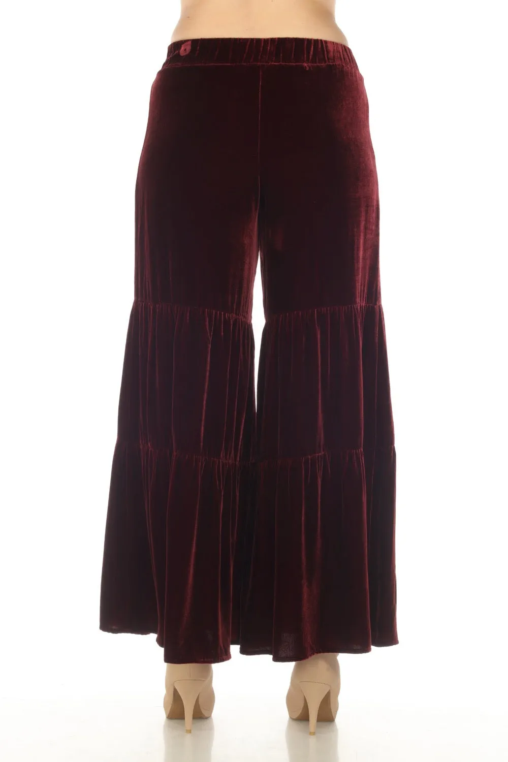 Johnny Was Velvet Tiered Wide Leg Pants Boho Chic R69822