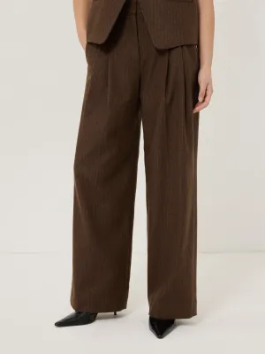 Kemp Wool Pinstripe Trouser | Brown