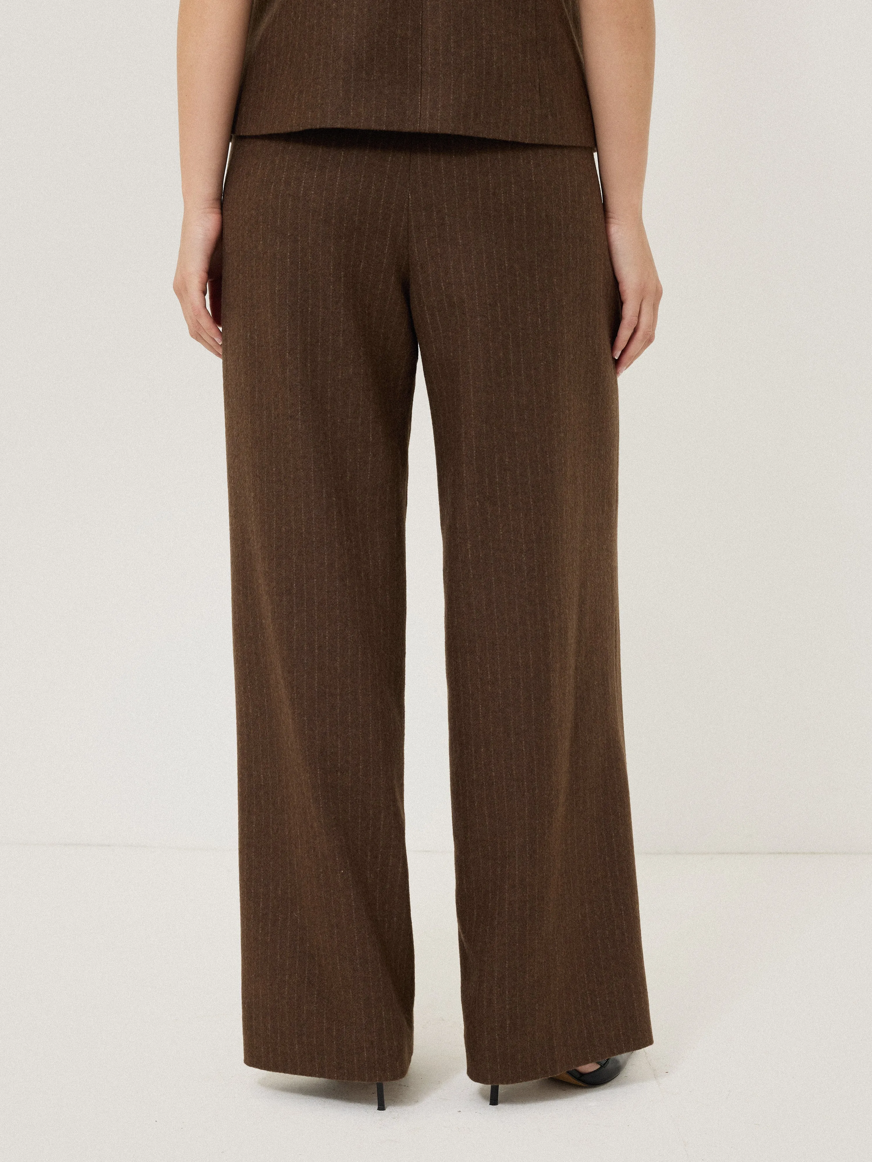 Kemp Wool Pinstripe Trouser | Brown