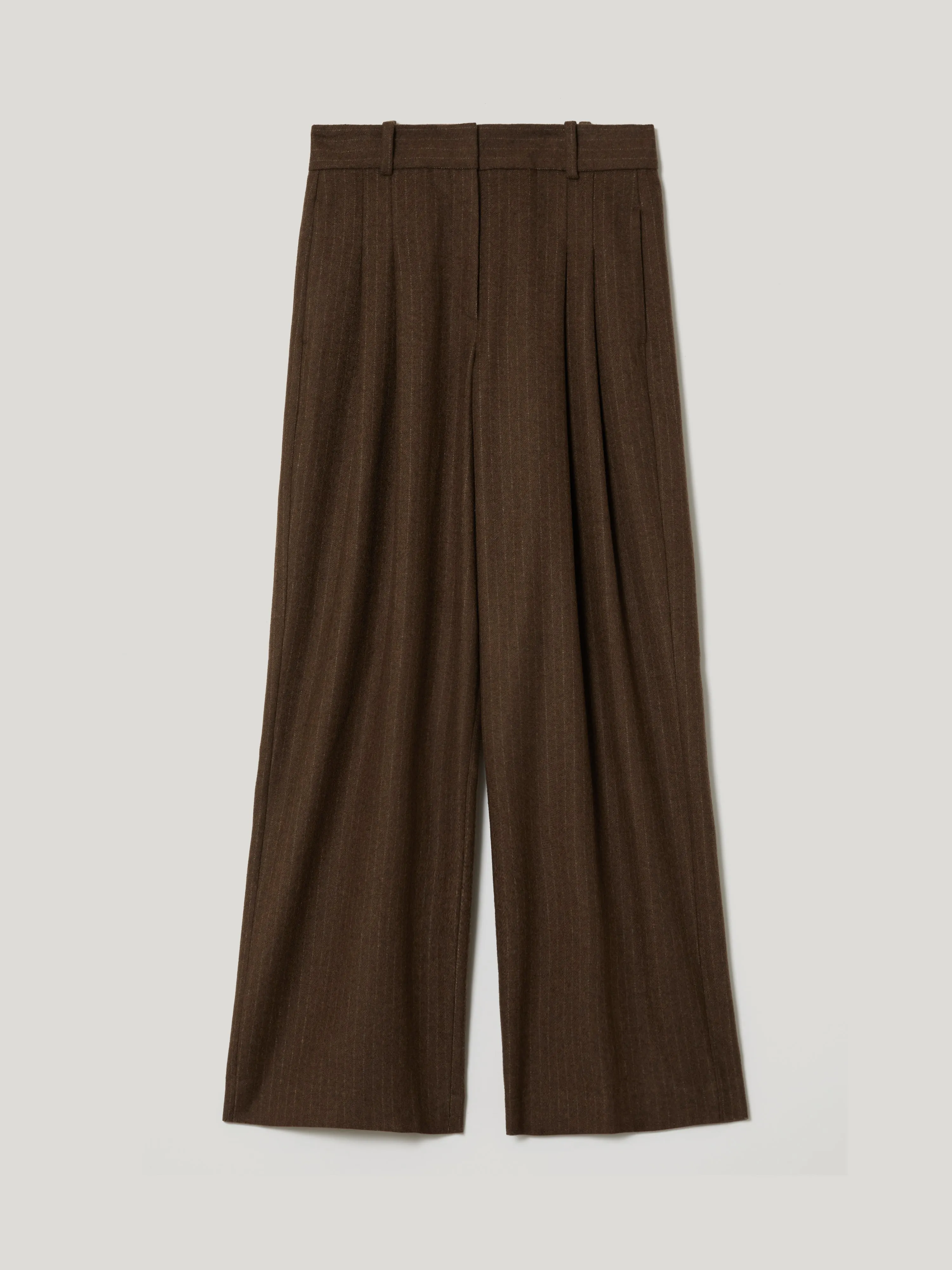 Kemp Wool Pinstripe Trouser | Brown