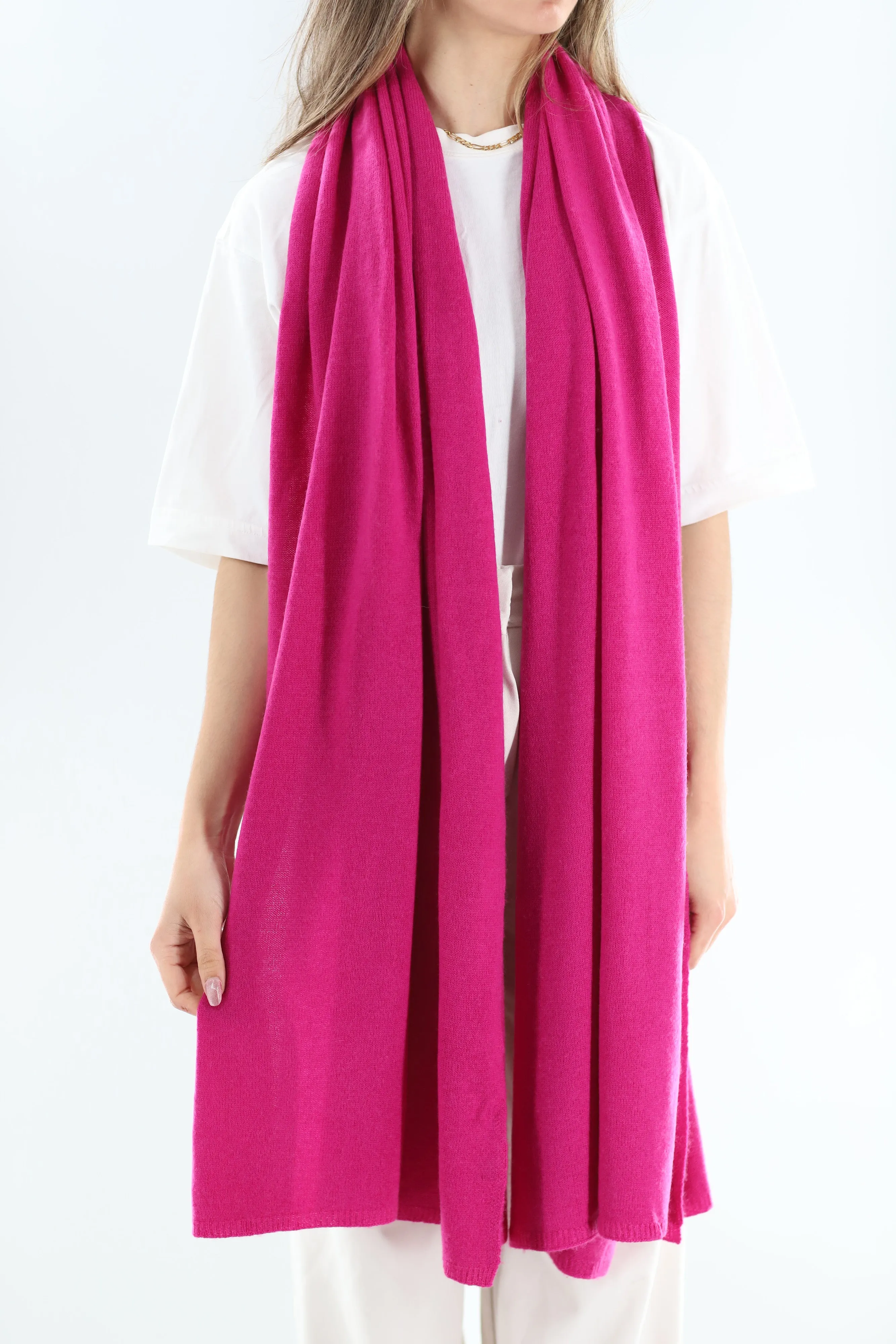 La Fiorentina SUPER SOFT Cashmere Blend Knit Shawl - Magenta