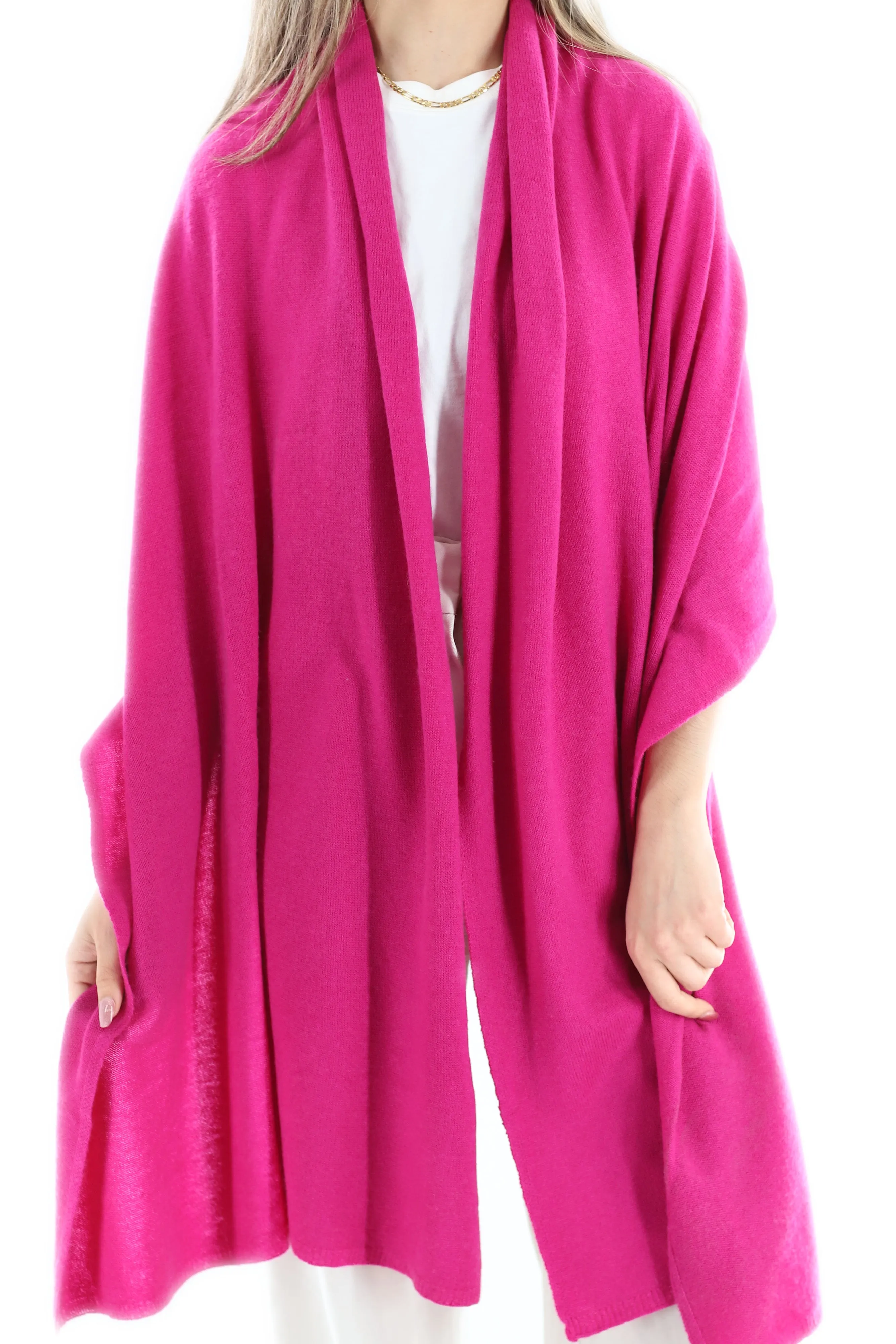 La Fiorentina SUPER SOFT Cashmere Blend Knit Shawl - Magenta