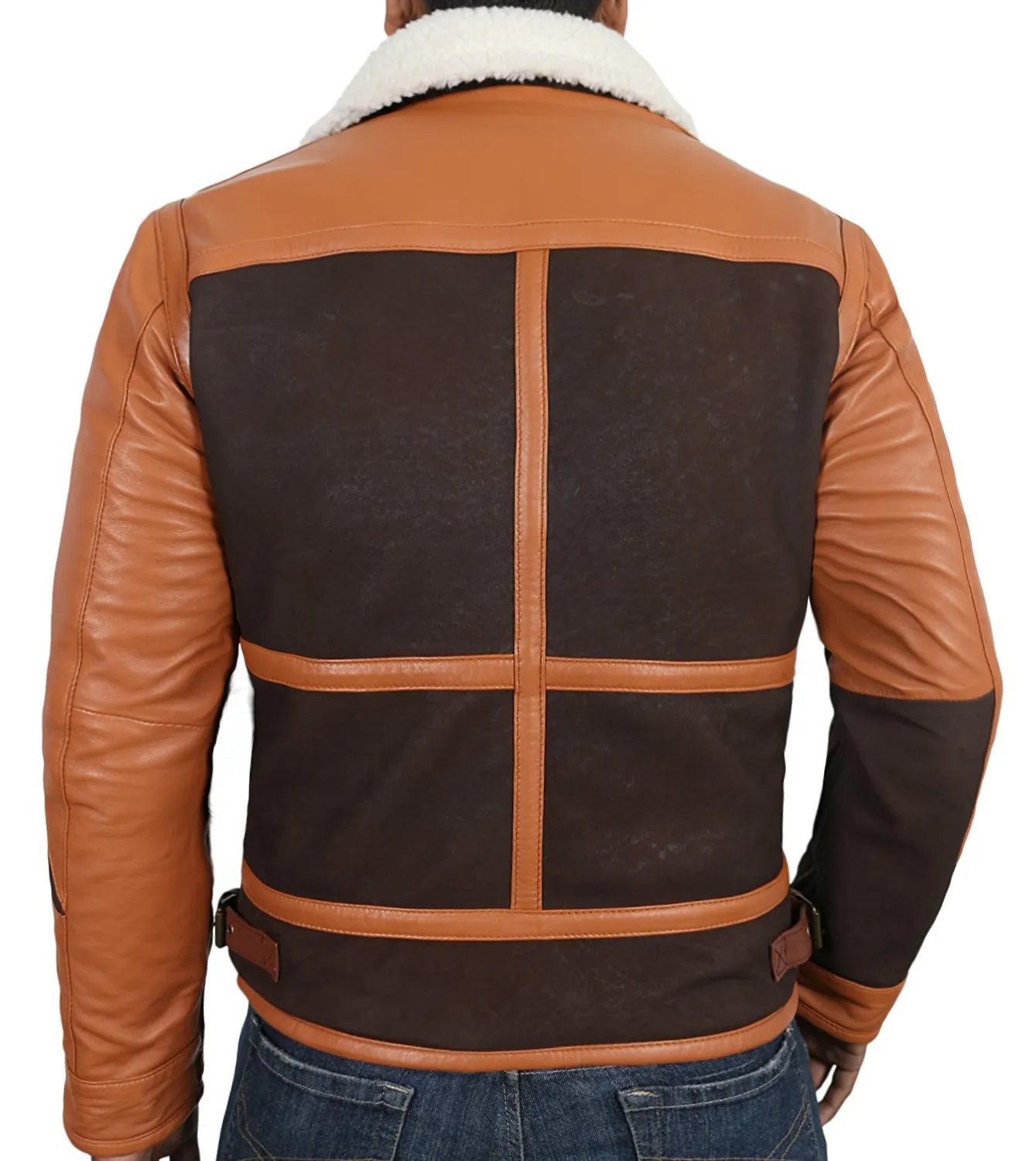 Leather Jackets Hub Mens Genuine Lambskin Leather Jacket (Cognic Tan-Choco-Snaff, Flight Jacket) - 1701024