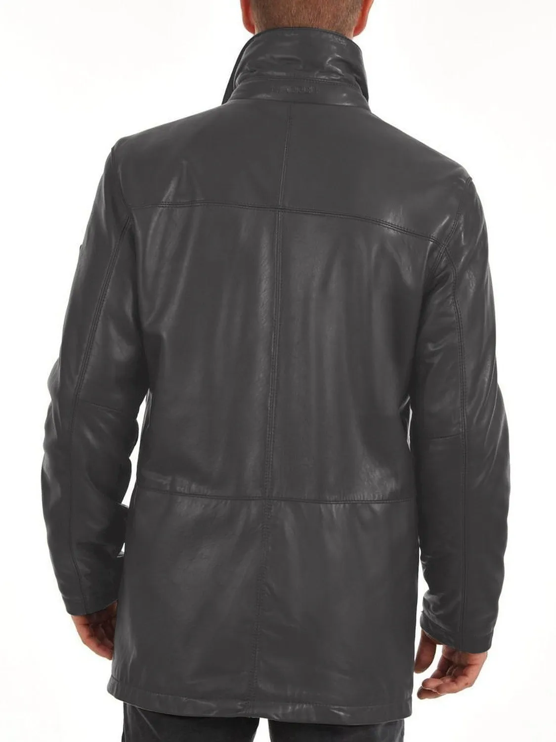 Leather Jackets Hub Mens Genuine Lambskin Leather Over Coat (Black, Long Coat) - 1502208