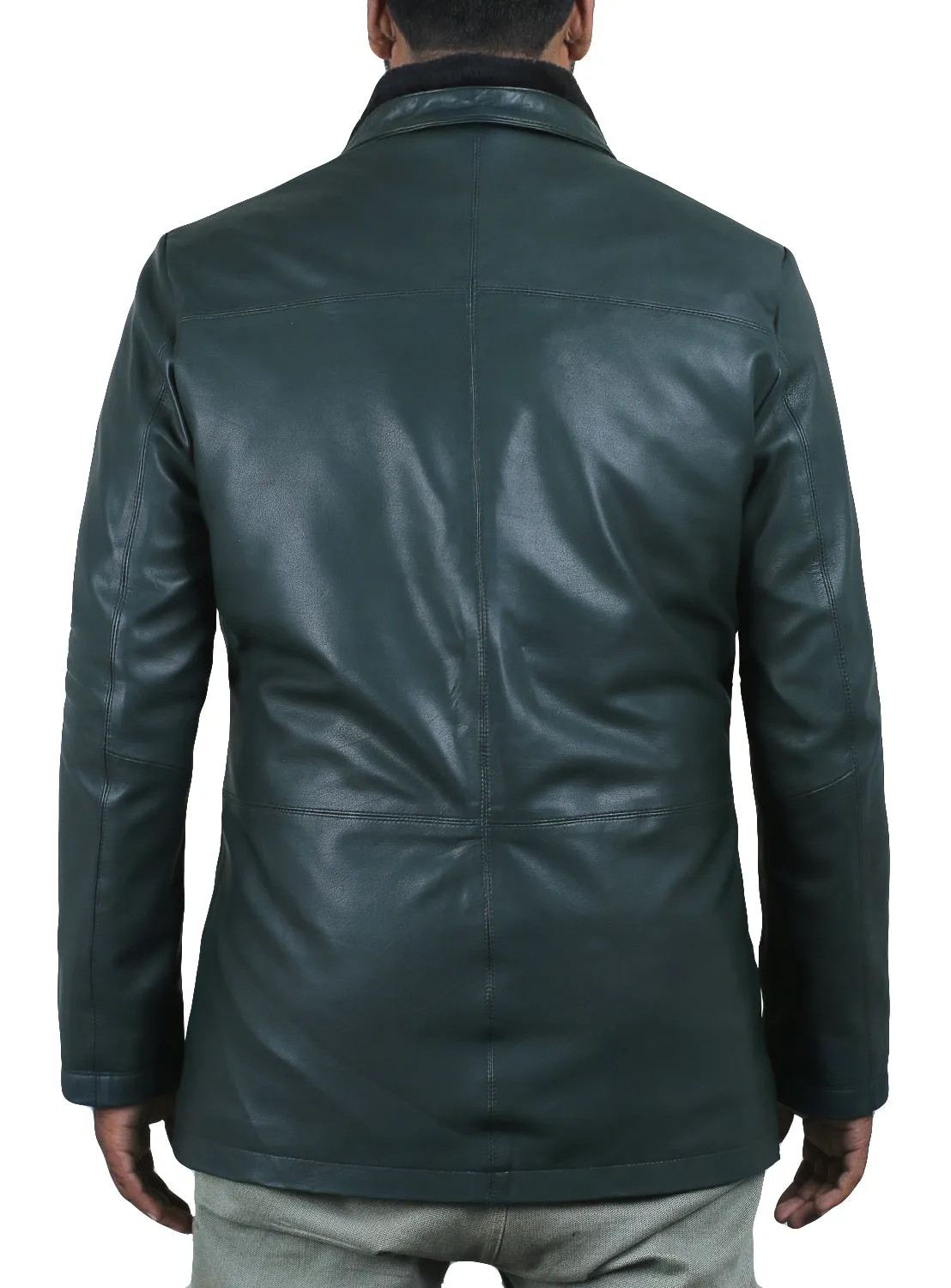 Leather Jackets Hub Mens Genuine Lambskin Leather Over Coat (Black, Long Coat) - 1502208