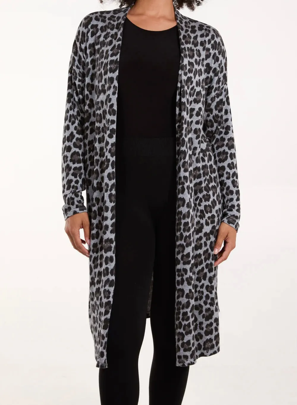 Leopard Print Design Longline Cardigan (3 Colours)