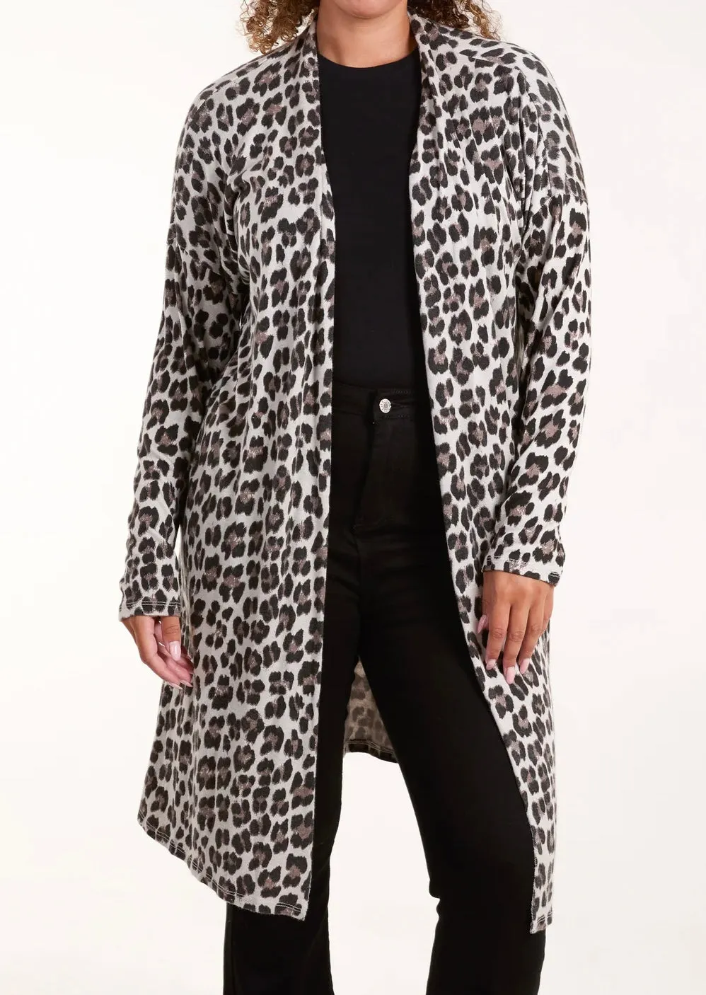 Leopard Print Design Longline Cardigan (3 Colours)