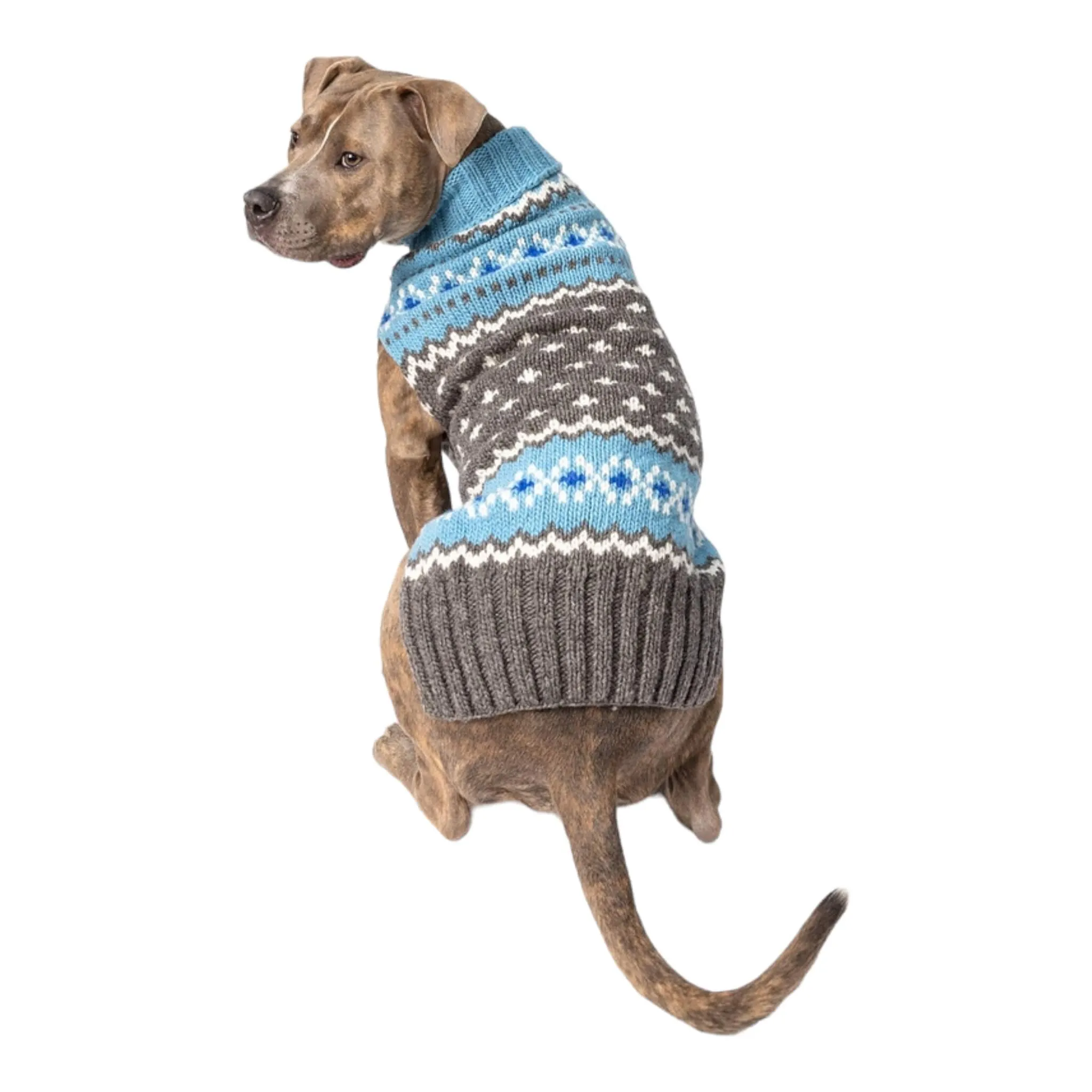 Light Blue Fair Isle Dog Sweater