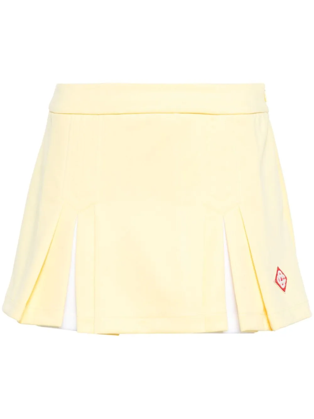 logo-embroidered pleated miniskirt