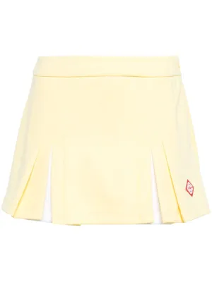 logo-embroidered pleated miniskirt