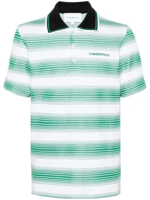 logo-embroidered striped polo shirt