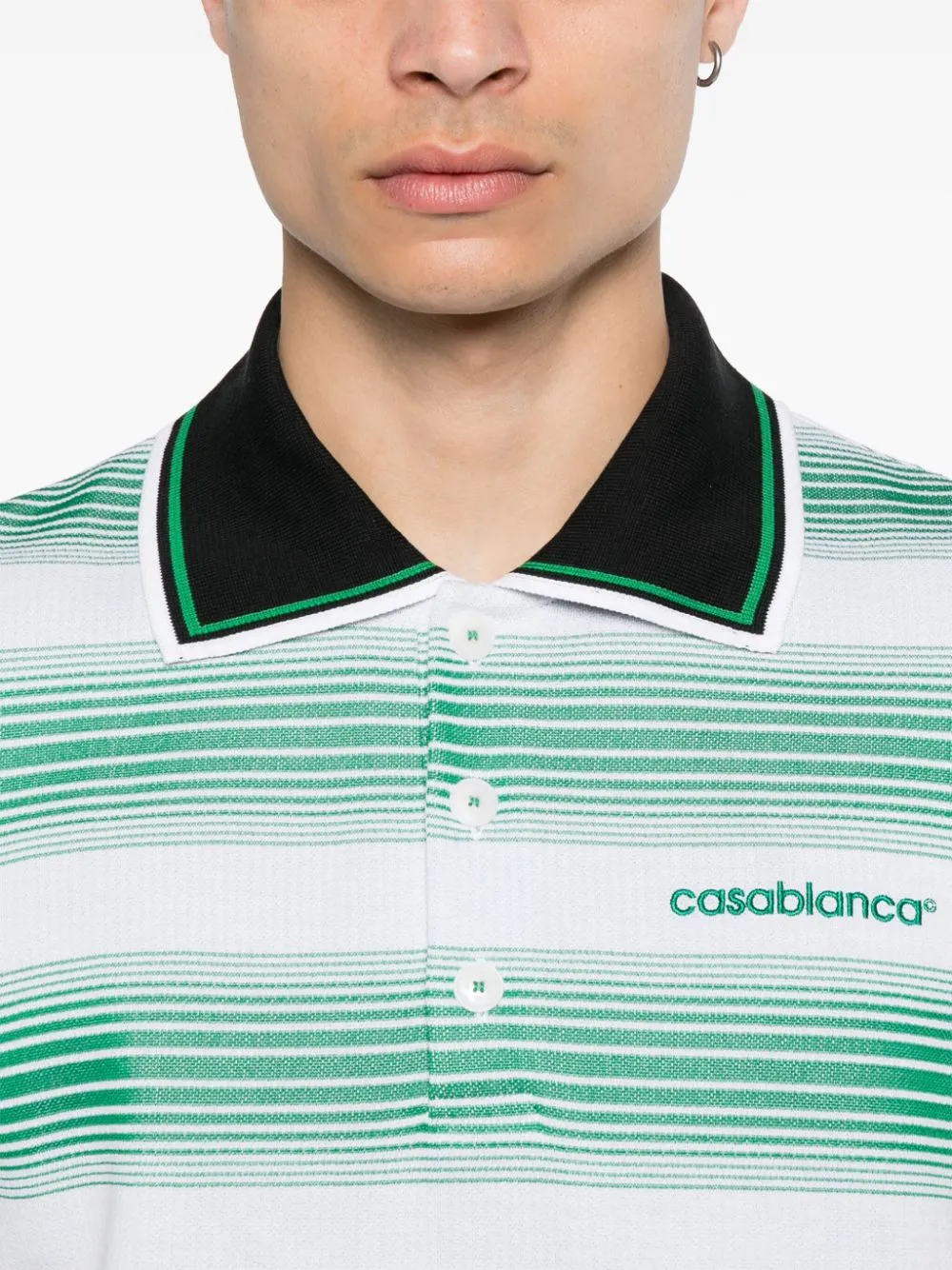 logo-embroidered striped polo shirt